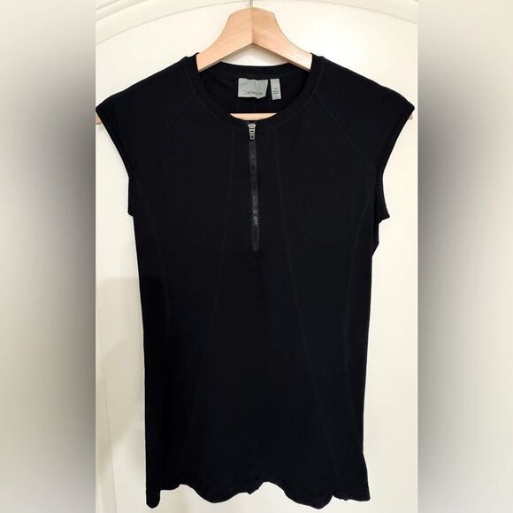 Athleta Quarter Zip Sleeveless Tank w/ Back Zip Pocket in Black Size XS - Picture 3 of 12
